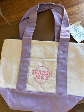 Trader Joe’s Mini Canvas Tote – Viral TikTok Bag – Limited Edition Lavender– NEW